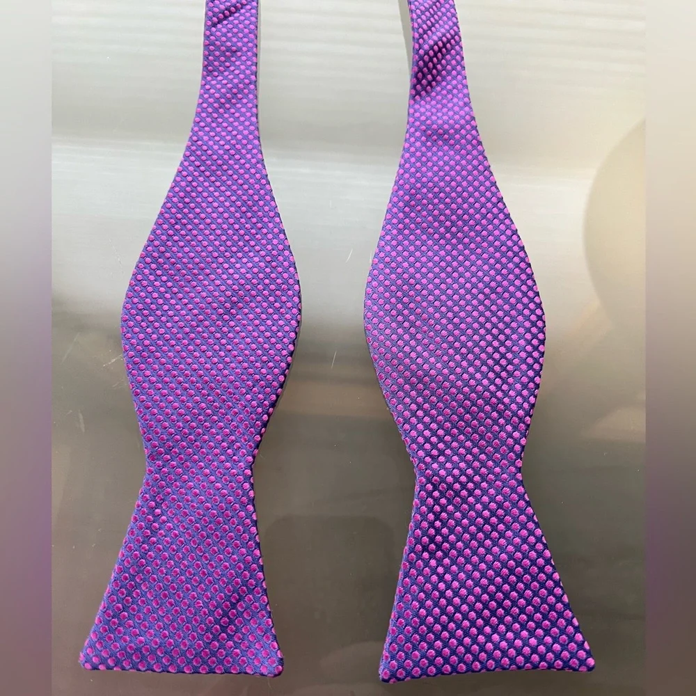 🟣🩷 Adjustable Self-Tie Bow Tie by Ted Baker | Purple with Pink Dots - Picture 8 of 17